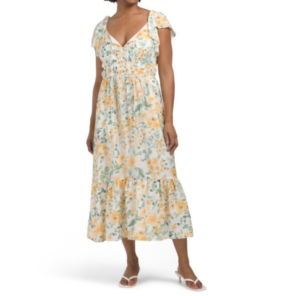 RACHEL ZOE Flower print Tie Front Maxi Dress
